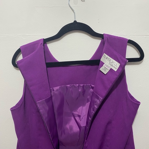 Vintage 80s Tower Hill Collection Purple Sleeveless Shift Dress - Picture 3 of 5